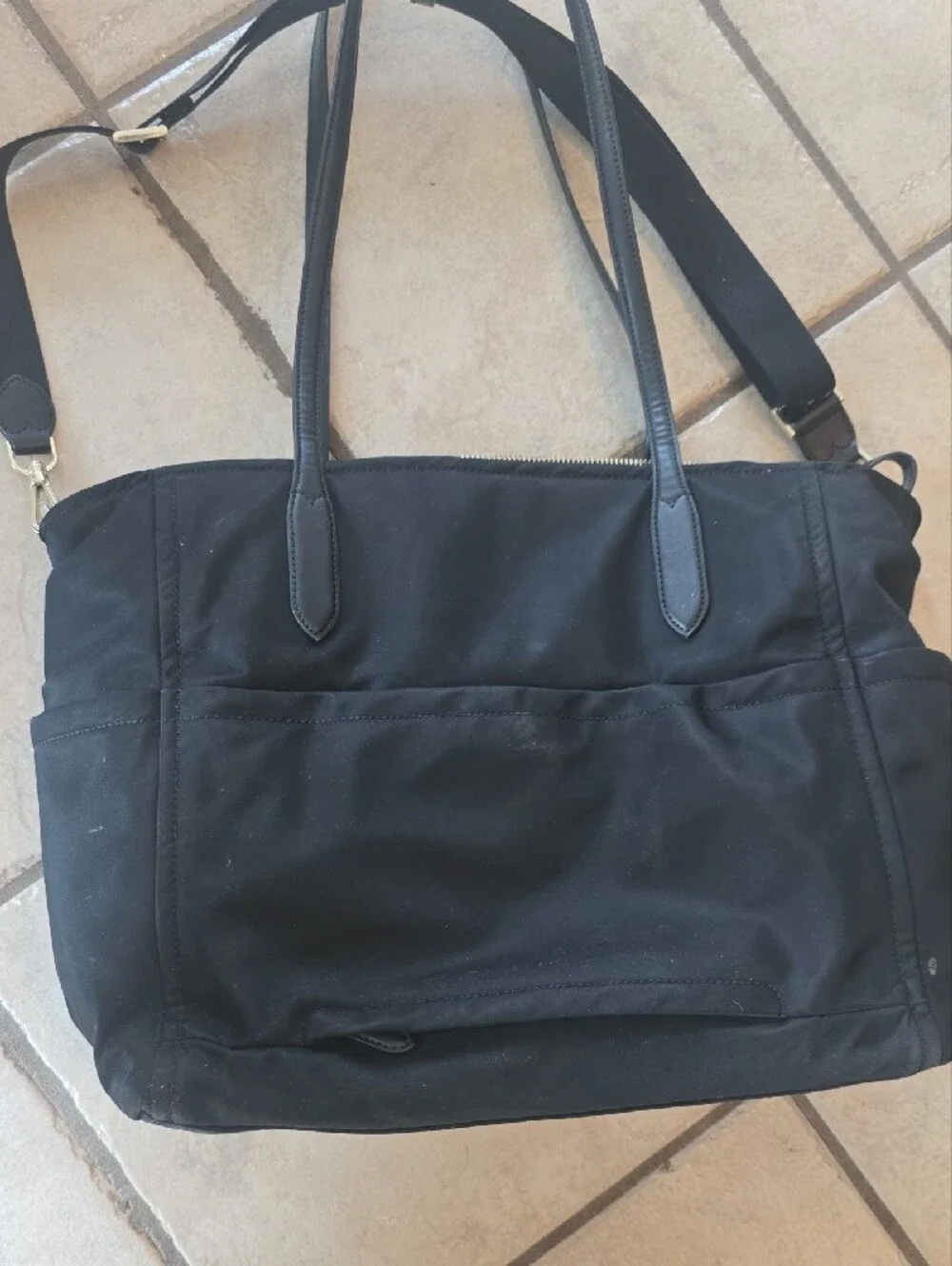 kate spade Black Nylon Shoulder Tote with Gold Hardware